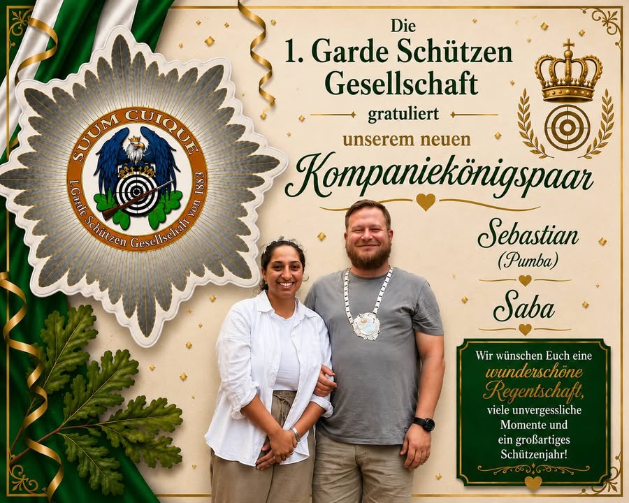 Die 1. Garde Schützen Gesellschaft gratuliert unserem neuen Jungschützenpaar Lena & Timo…